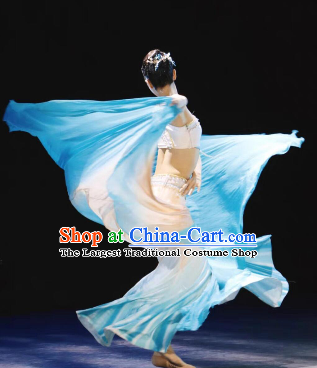 Dai Ethnic Performance Costume Wei Yang Women Flowy Dance Dress Chinese Yunnan National Peacock Dance Outfit