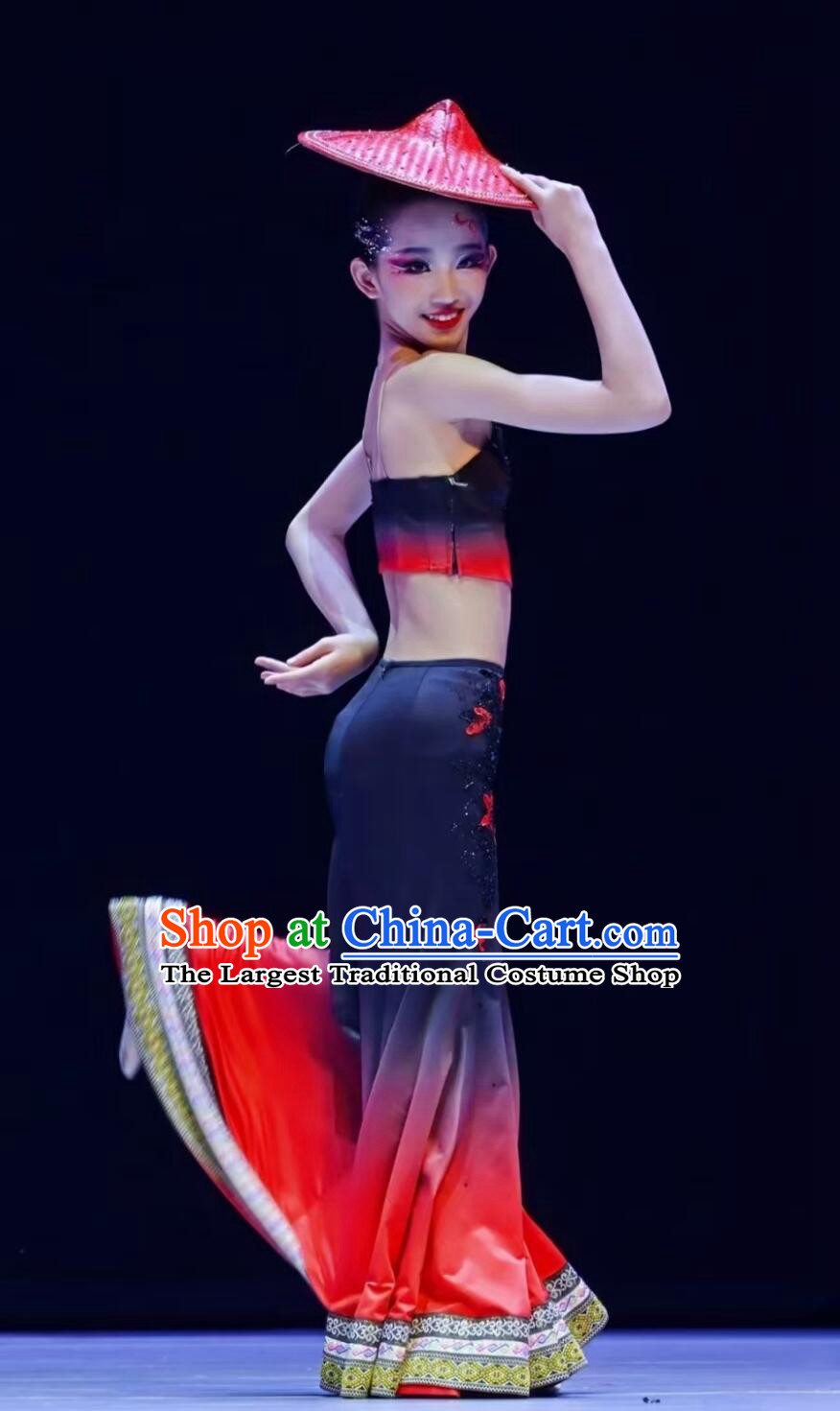 Chinese Dai Ethnic Dance Costume Women Yue Ying Li Ying Performance Dress Mermaid Tail Group Dance Stage Outfit