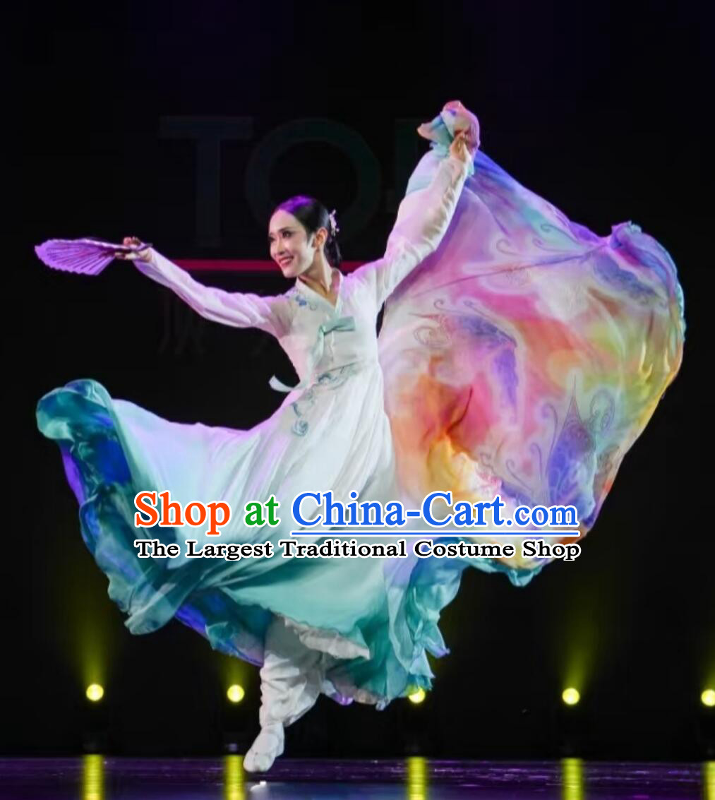 Korean Dance Costume Color Changing Dance Dress Women Fei Hua Die Yu Solo Performance Outfit Chinese Dance Clothing