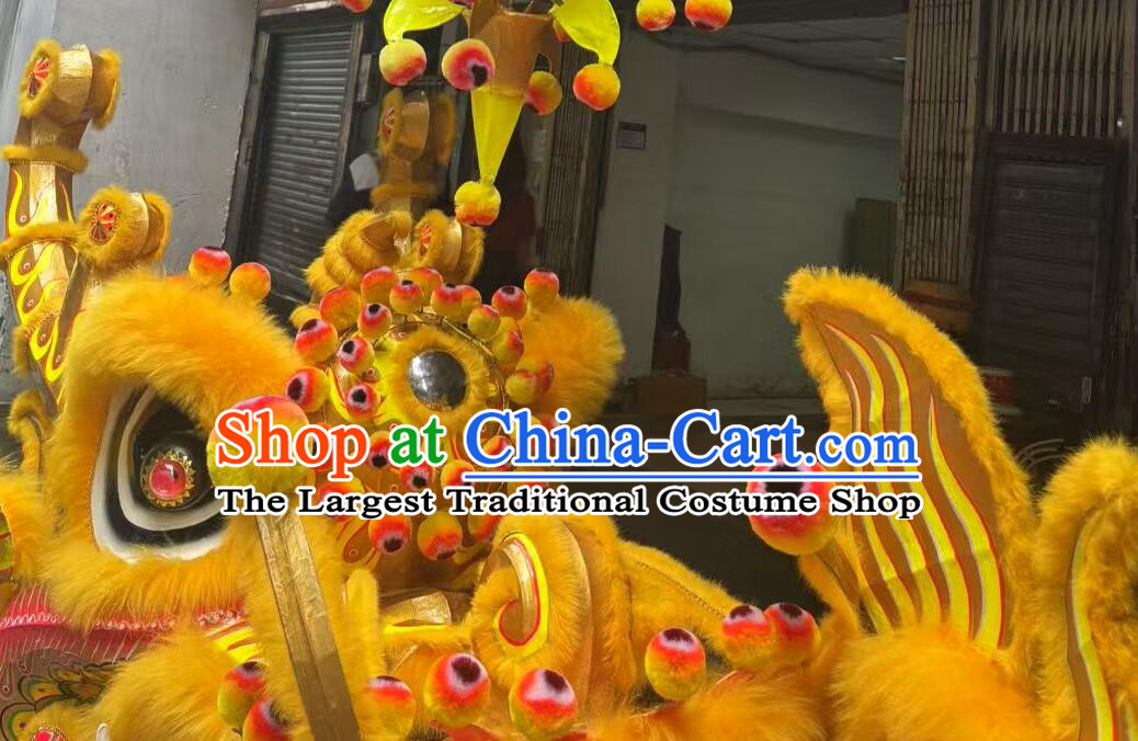 Full Handmade Traditional Giant Dragon Chinese Loong Dance Equipment Golden Wool Dragon Dance Head and Costume Complete Set
