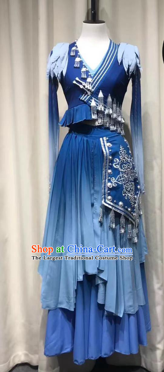 Chinese Classical Dance Costume Women Miao Ethnic Flower Dance Dress National Solo Dance Tao Li Cup Performance Wear