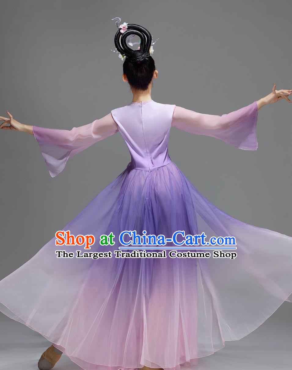 Chinese Classical Dance Costume Women Grand Opening Performance Long Dress Purple Charm Dance Attire