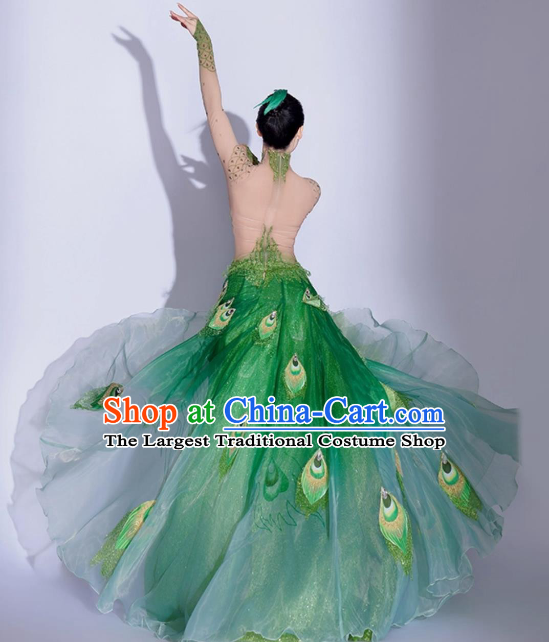 Green Peacock Dress Yang Liping Peacock Dance Costume Spirit Of Peacock Performance Clothing Chinese Dai Ethnic Dance Show Attire