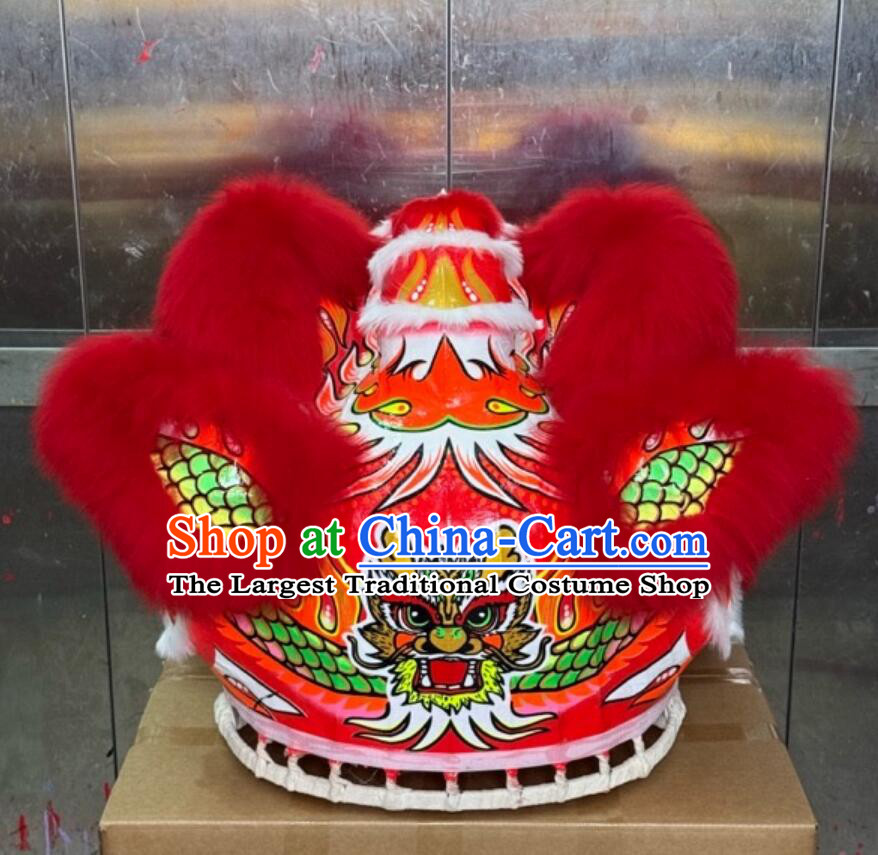 Red Wool Handmade Fut San Lion Head Chinese Lion Dance Costume Complete Set