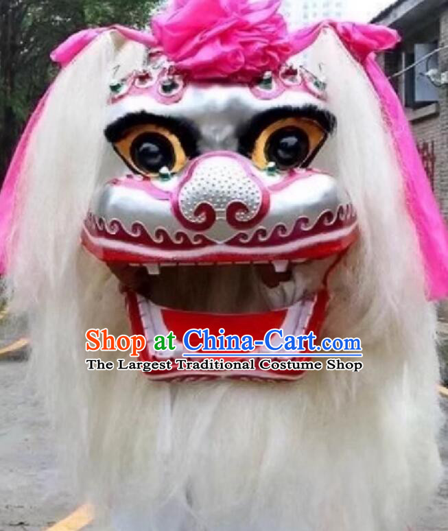 White Lion Dance Full Set White Yak Hair Double Person Lion Dance Smiling Face Lion Performance Prop