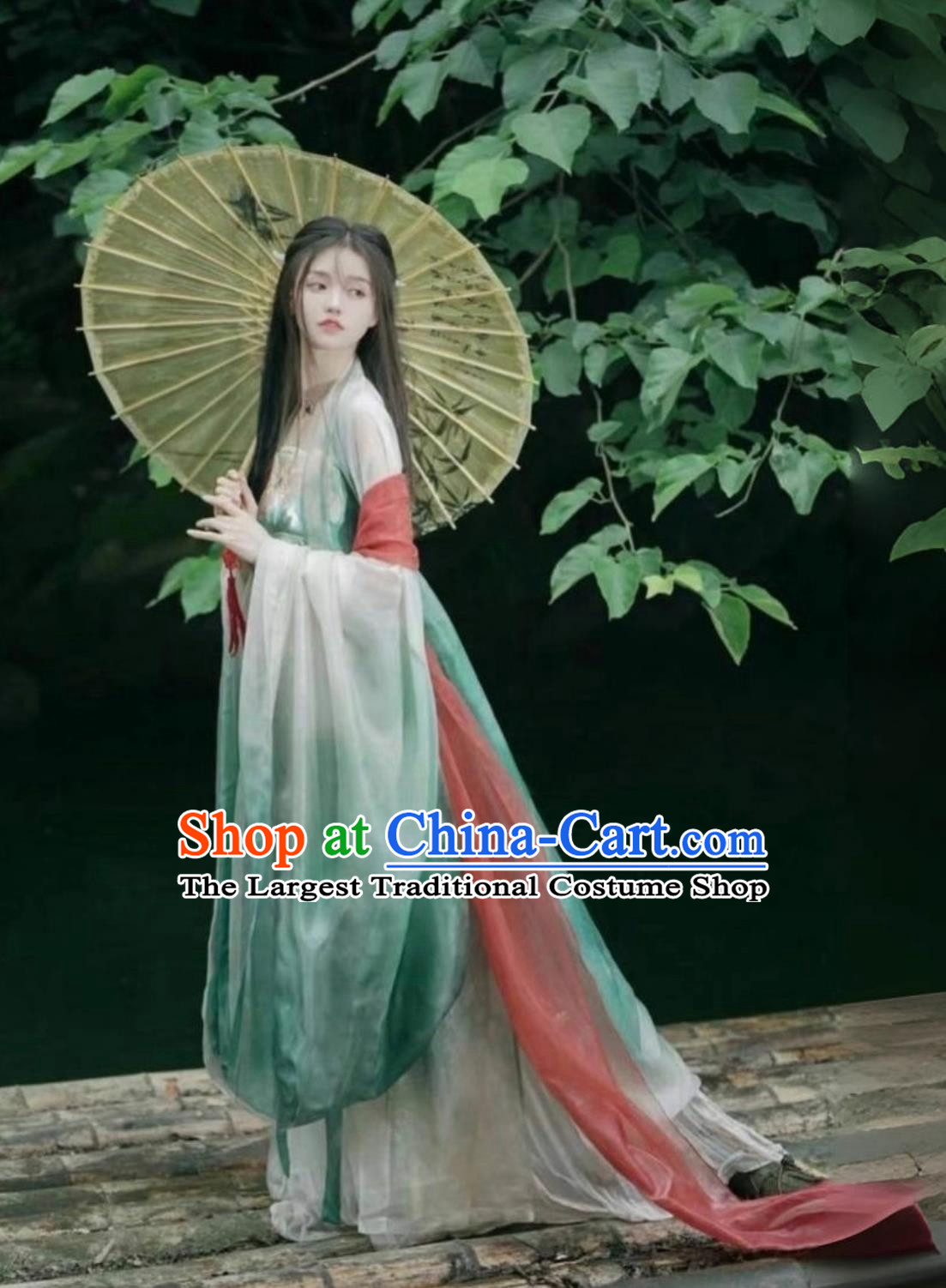 Tang Dynasty Women Hanfu Embroidered High Waist Big Sleeve Blouse Printed Hezi Skirt Traditional Chinese Dress