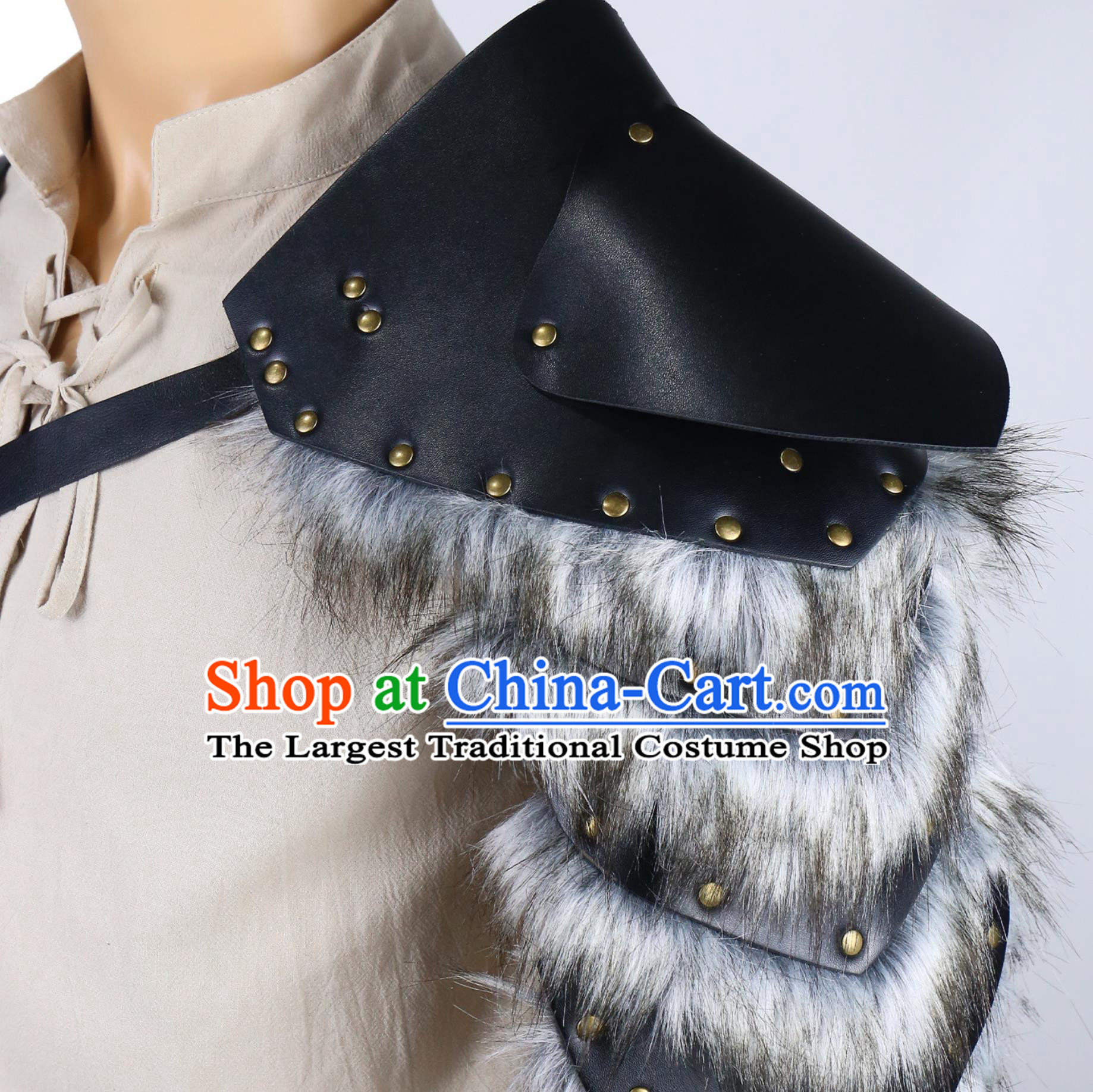 Medieval Viking Men Feather Single Shoulder Armor Strapped Cosplay Halloween Roleplay Prop