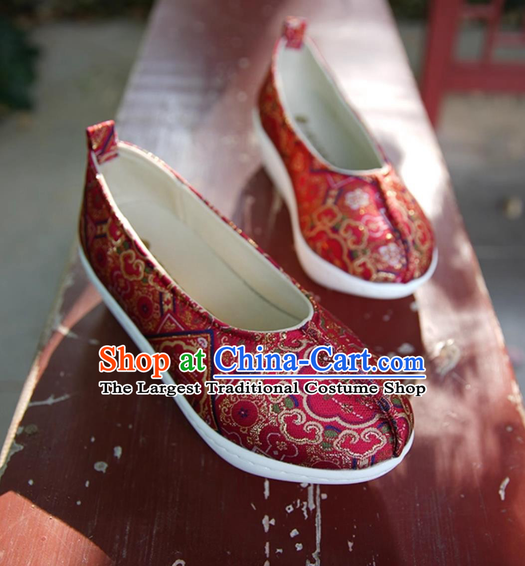 Red Dengyun Shoes Hanfu Shoes For Women Tang Jinbao Chinese Brocade Shoes