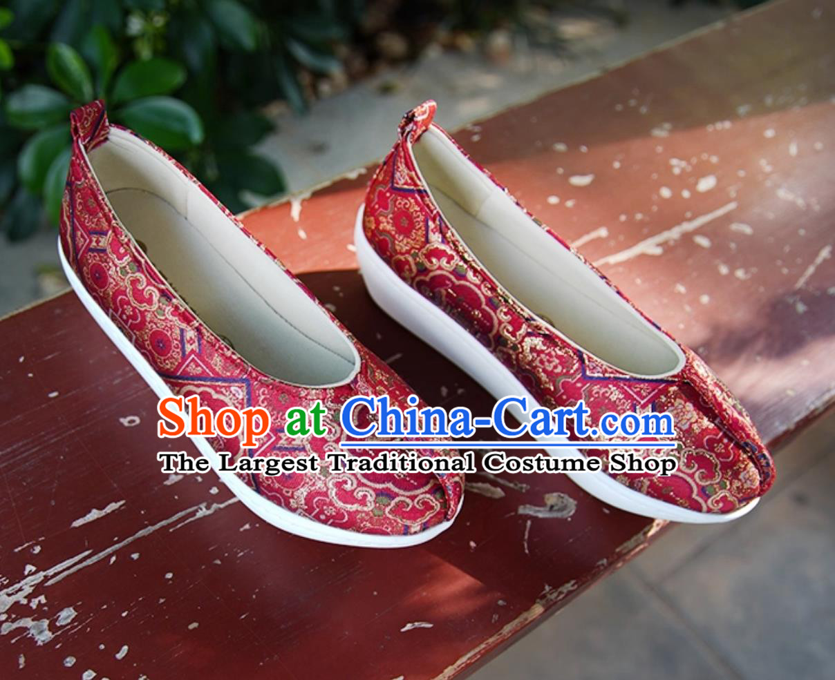Red Dengyun Shoes Hanfu Shoes For Women Tang Jinbao Chinese Brocade Shoes