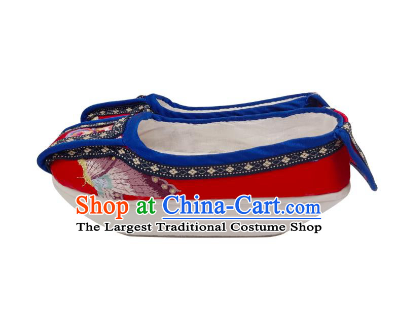 Handmade Manchu Platform Shoes Qing Dynasty Court Woman Shoes Ancient Chinese Empress Shoes