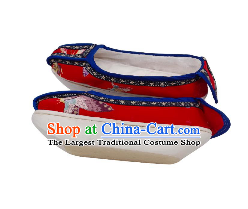 Handmade Manchu Platform Shoes Qing Dynasty Court Woman Shoes Ancient Chinese Empress Shoes