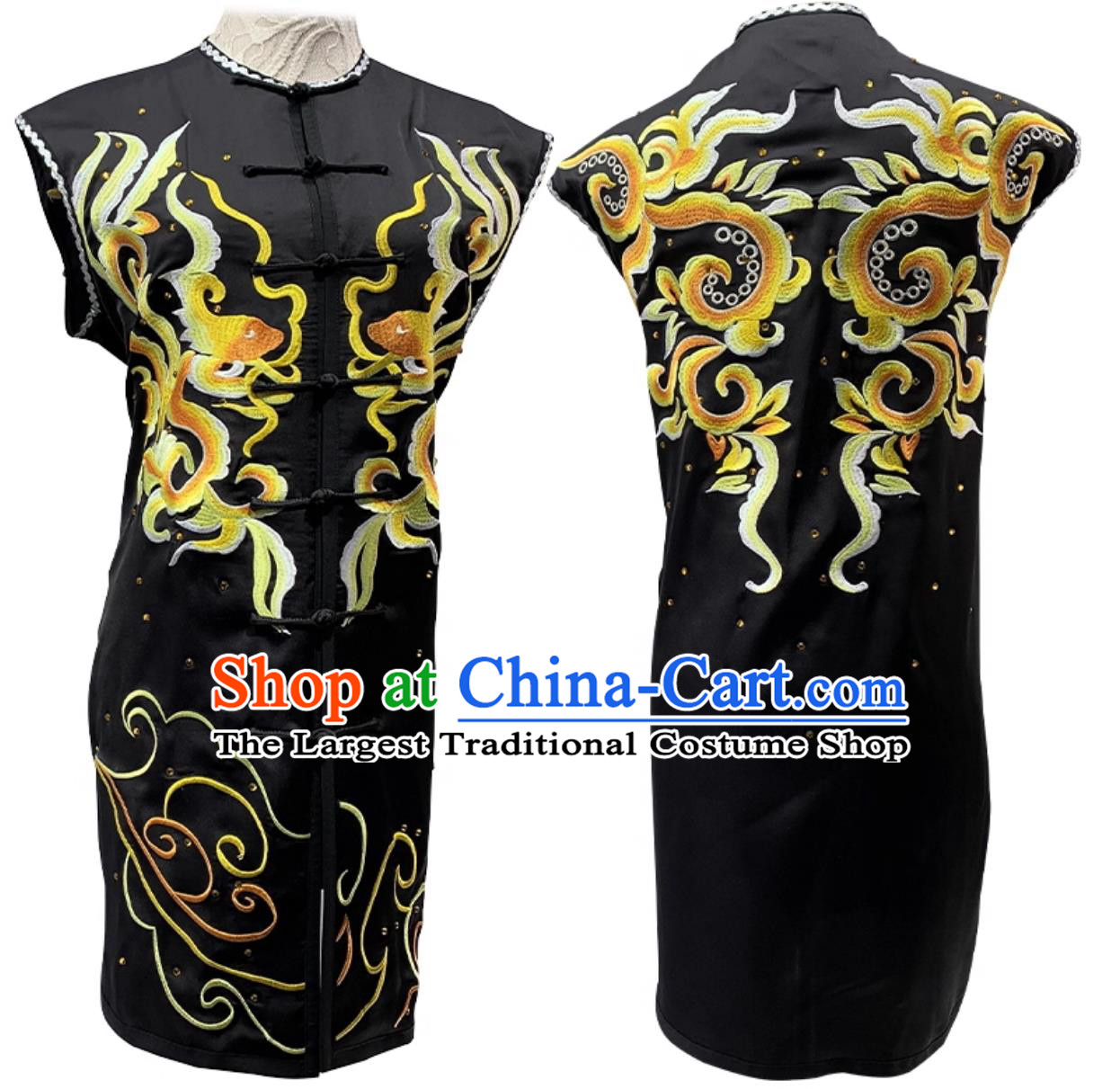 Professional Southern Fist Broadsword Wushu Competition Performance Outfit Embroidery Black Martial Arts Costume