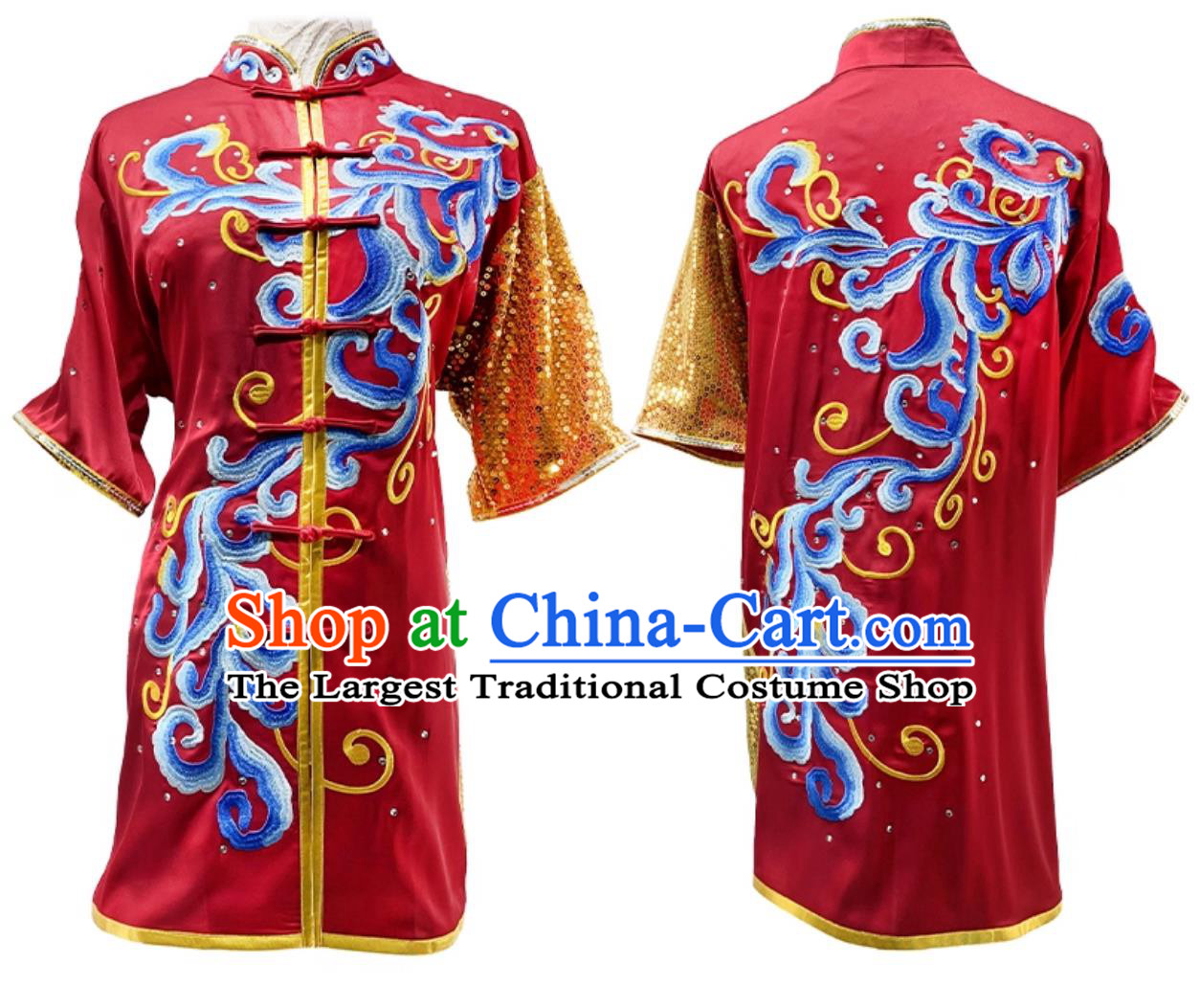 Professional Changquan Performance Red Uniform Wushu Competition Outfit Embroidery Martial Arts Costume