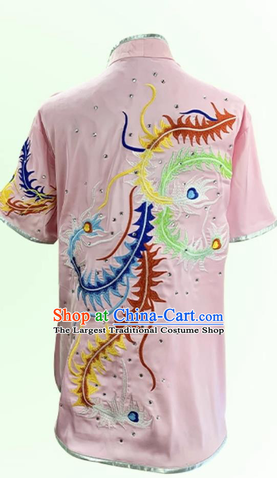 Professional Mulan Costume Wushu Competition Performance Outfit Martial Arts Pink Uniform