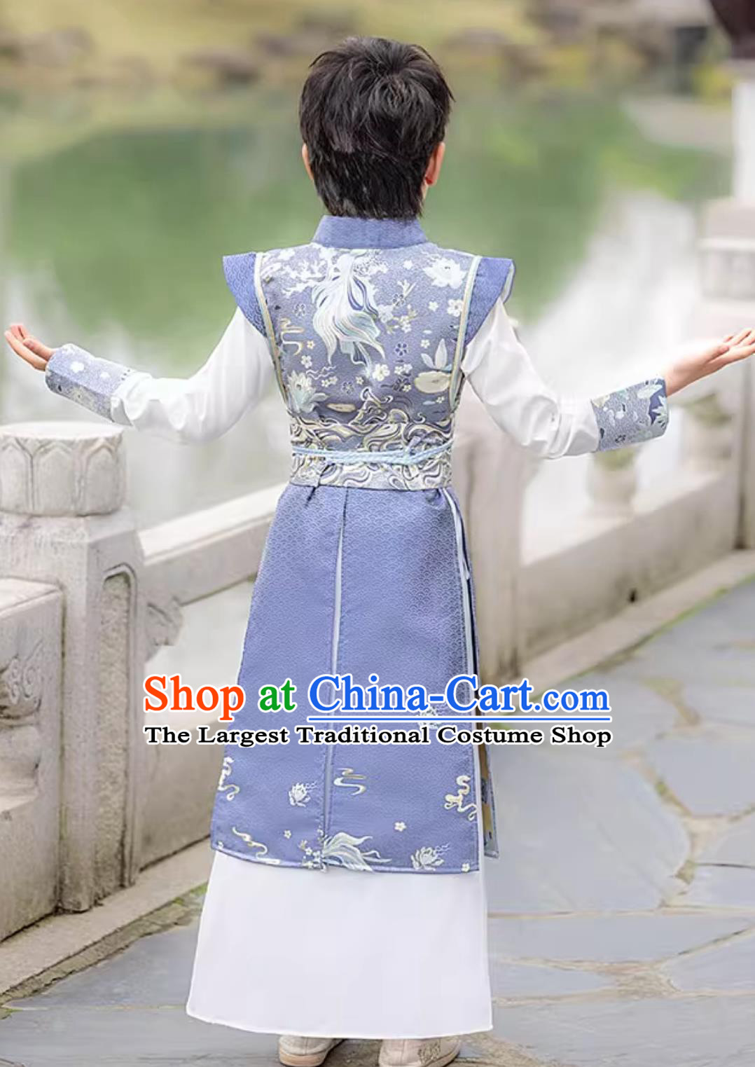Chinese Boys Hanfu Ancient Ming Dynasty Swordsman Kids Performance Costume Traditional Tang Suit