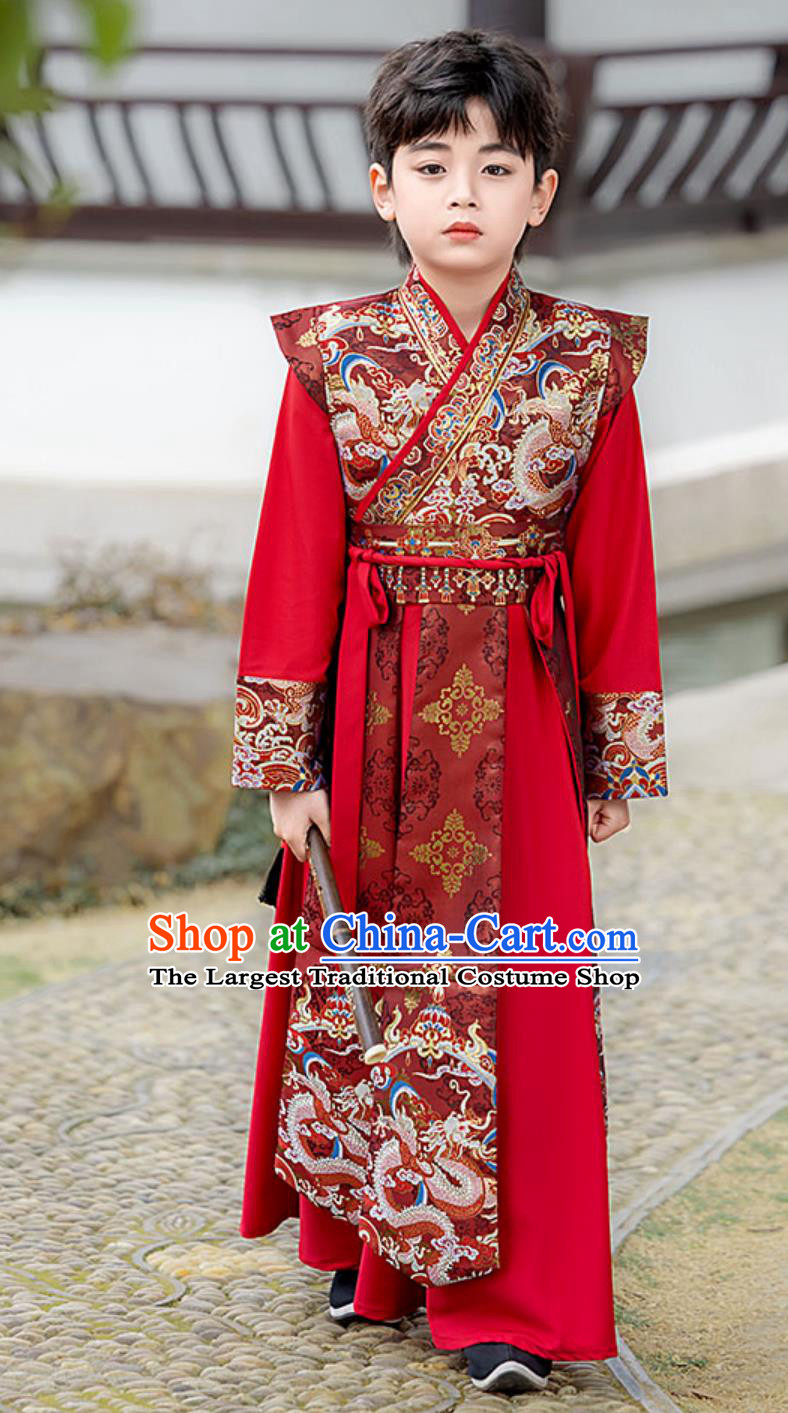 Kids Chinese Style Handsome Young Master Costume Ancient Clothing Boys Performance Outfit Traditional Hanfu