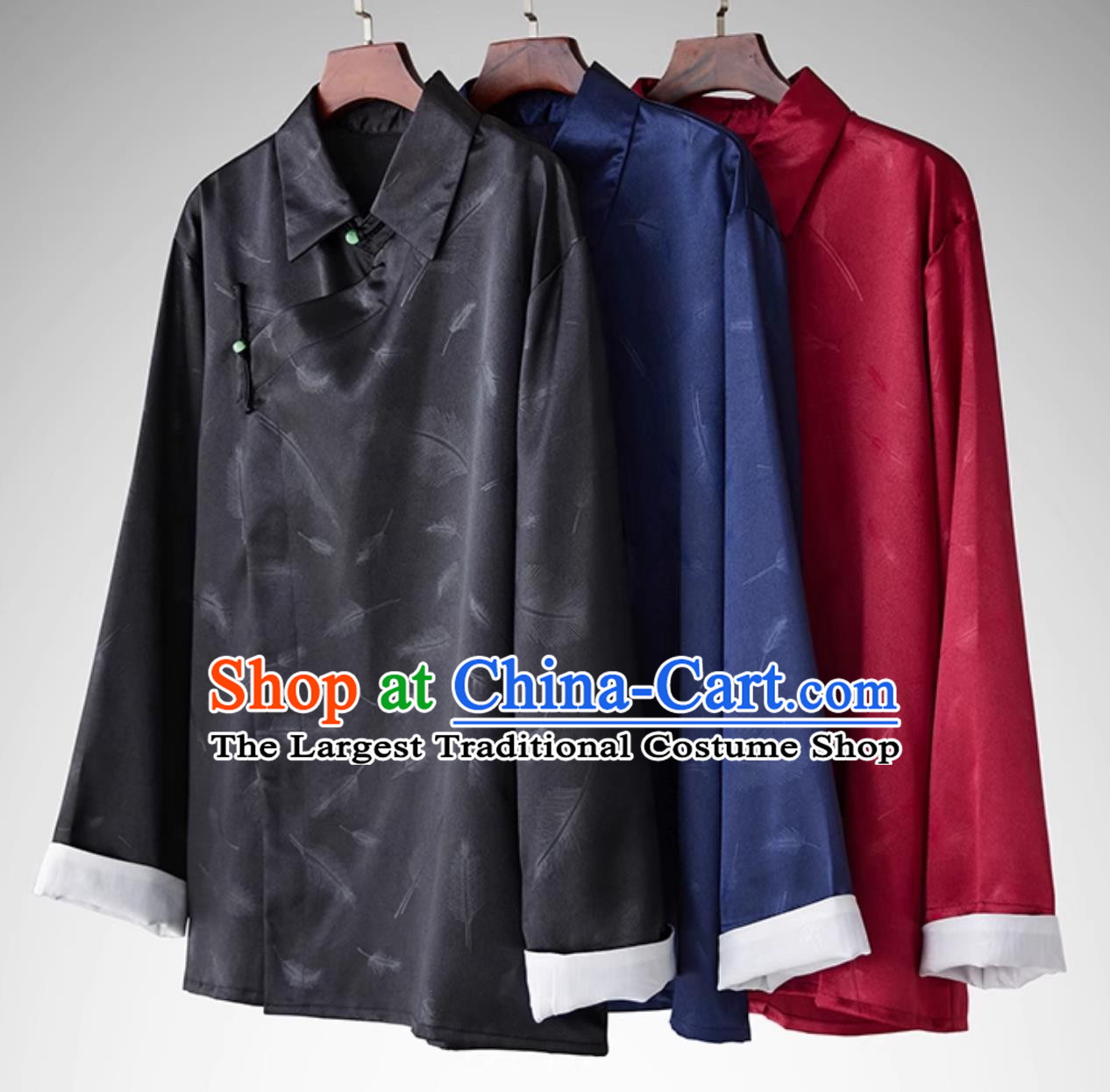 Chinese Mens Clothing Traditional Tang Suit Diagonal Opening Vintage Frog Button Jacket