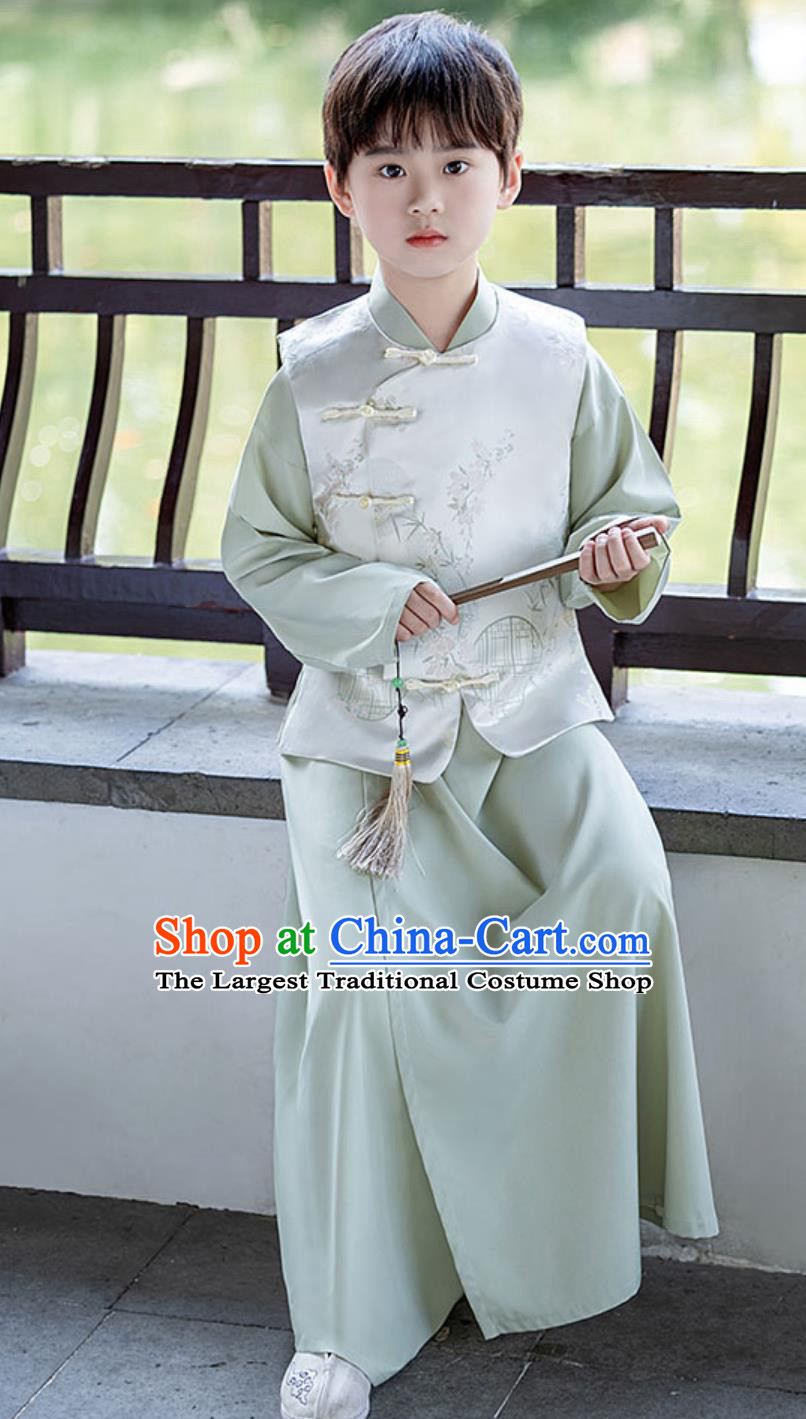 Kids Tang Suit Hanfu Long Gown Robe Handsome Young Master Chinese Boys Mandarin Jacket Traditional Outfit