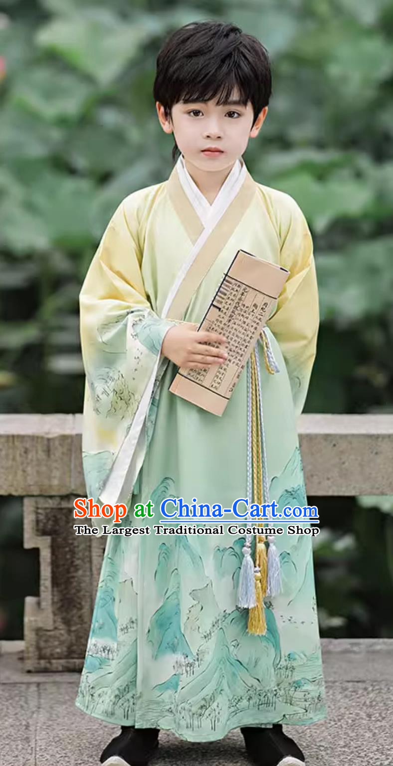 Boys Hanfu Traditional Chinese Costume Ancient Style Handsome Scholar Performance Outfit