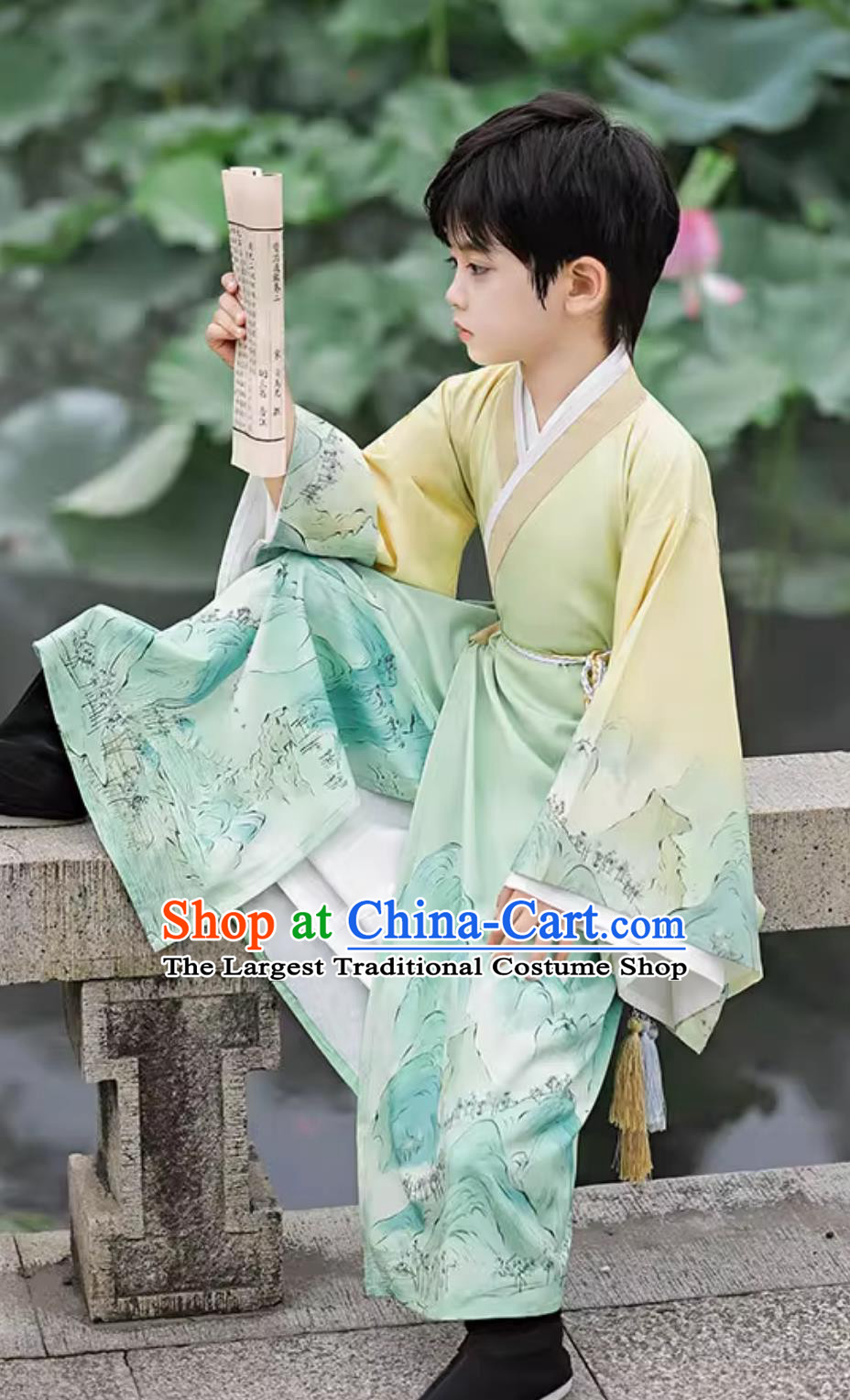 Boys Hanfu Traditional Chinese Costume Ancient Style Handsome Scholar Performance Outfit
