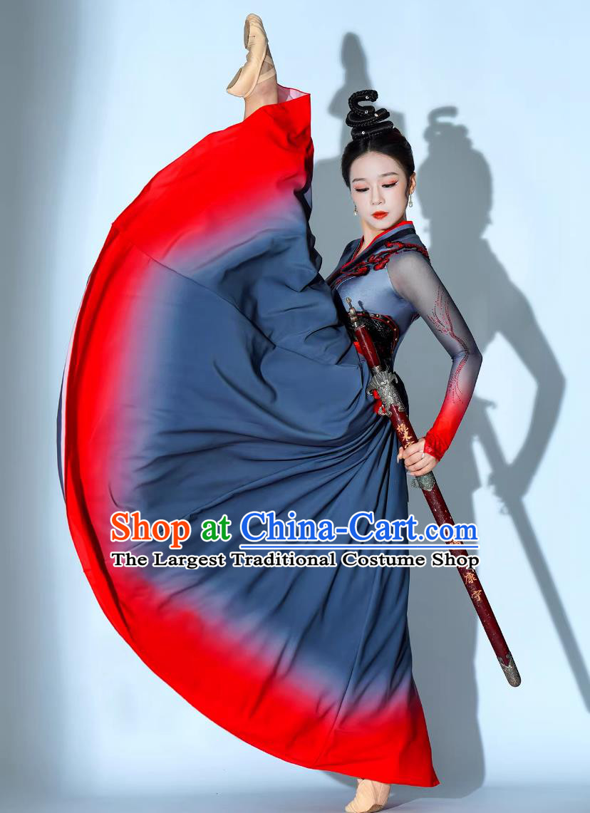 Snow Dragon Chant Chinese Sword Dance Fan Dance Costume Classical Dance Performance Clothing