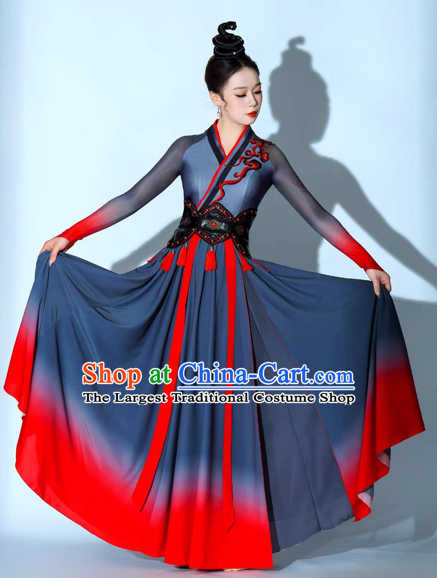 Snow Dragon Chant Chinese Sword Dance Fan Dance Costume Classical Dance Performance Clothing