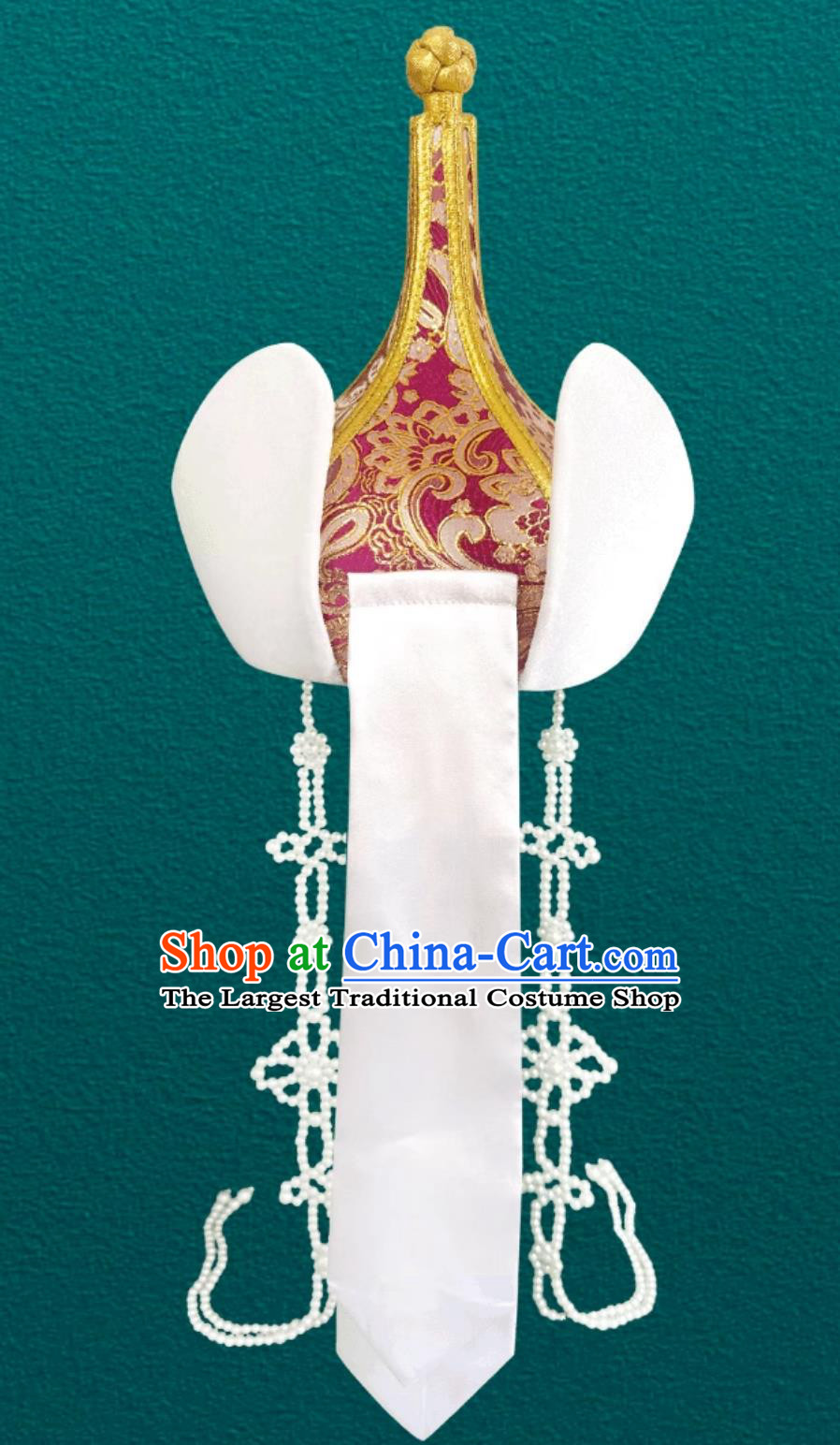 Pink Gold Girl Mongolian Ethnic Tassel Headpiece Pointed Top Chinese Mongolia Dance Performance Forehead Hat