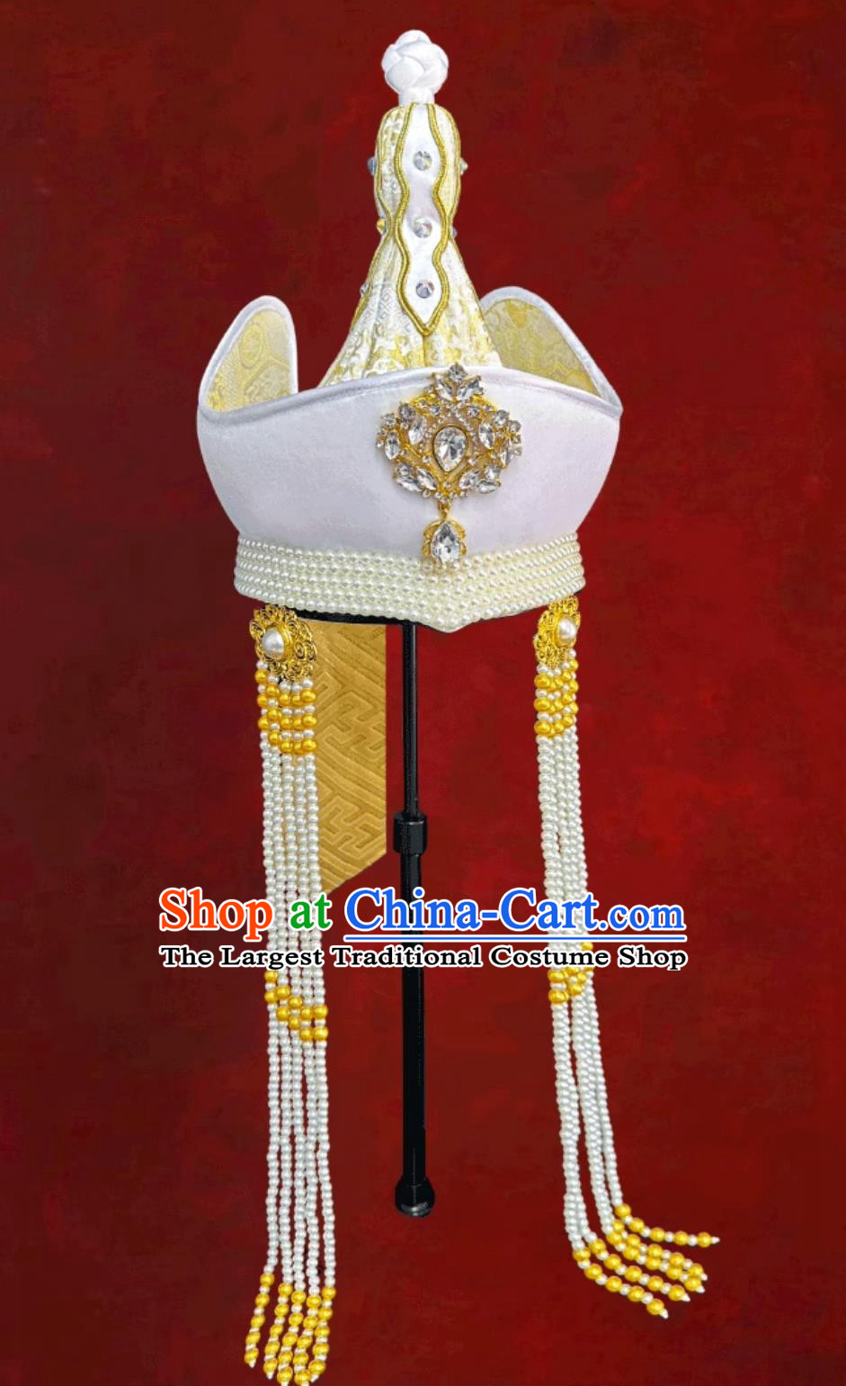 Golden Ladies Mongolian Wedding High Hat Dance Photography Ethnic Headpiece