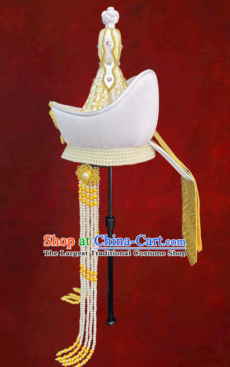 Golden Ladies Mongolian Wedding High Hat Dance Photography Ethnic Headpiece