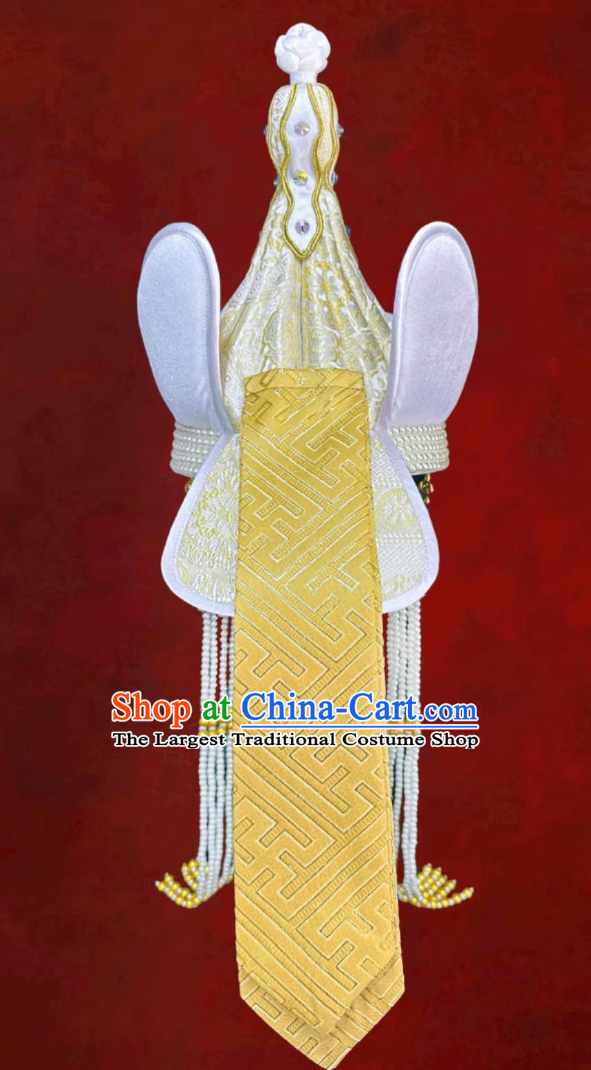 Golden Ladies Mongolian Wedding High Hat Dance Photography Ethnic Headpiece
