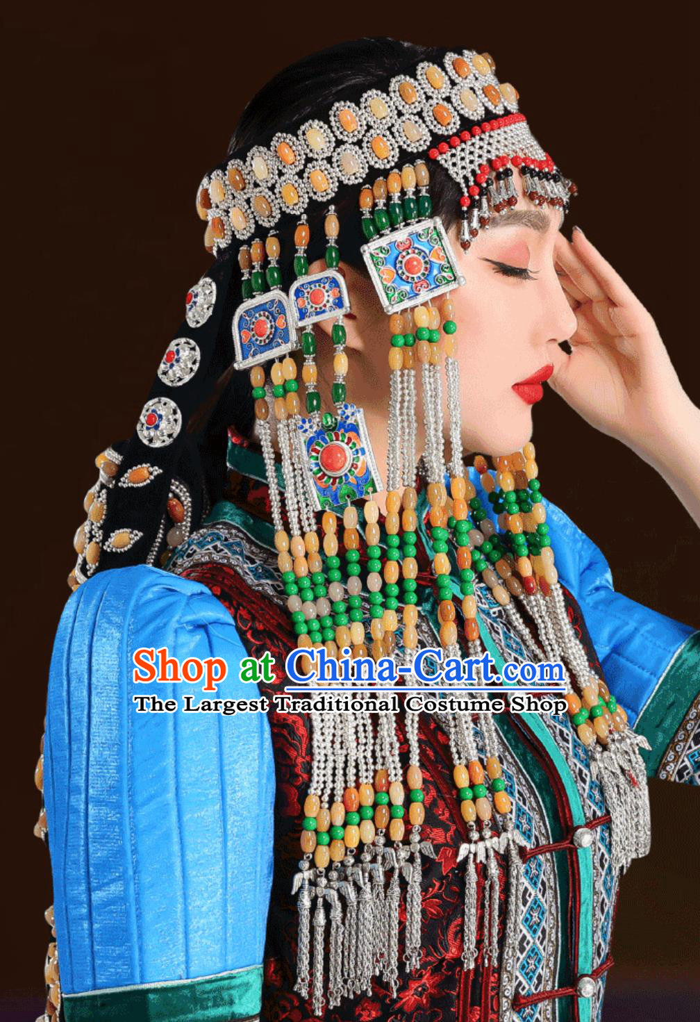 Mongolia Dance Performance Wedding Hair Accessory Mongolian Ladies Urad Headpiece Traditional Chinese Ethnic Hat