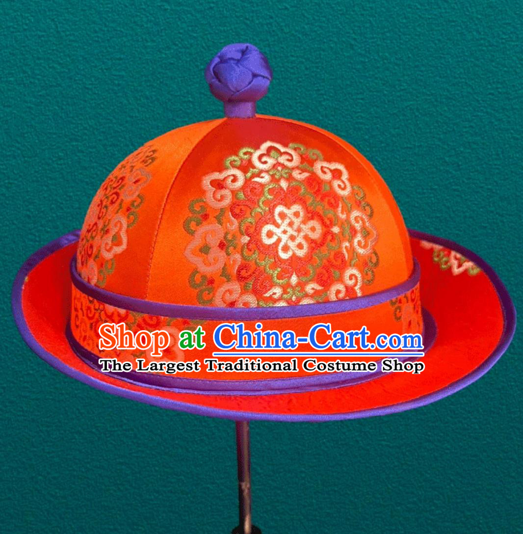 Orange Boy Prince Hat Mongolian Hat Dance Performance Photography Ethnic Headpiece