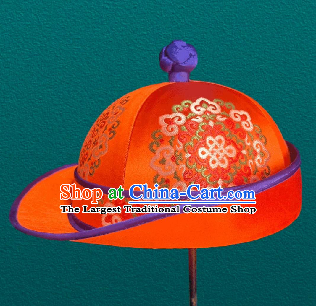 Orange Boy Prince Hat Mongolian Hat Dance Performance Photography Ethnic Headpiece