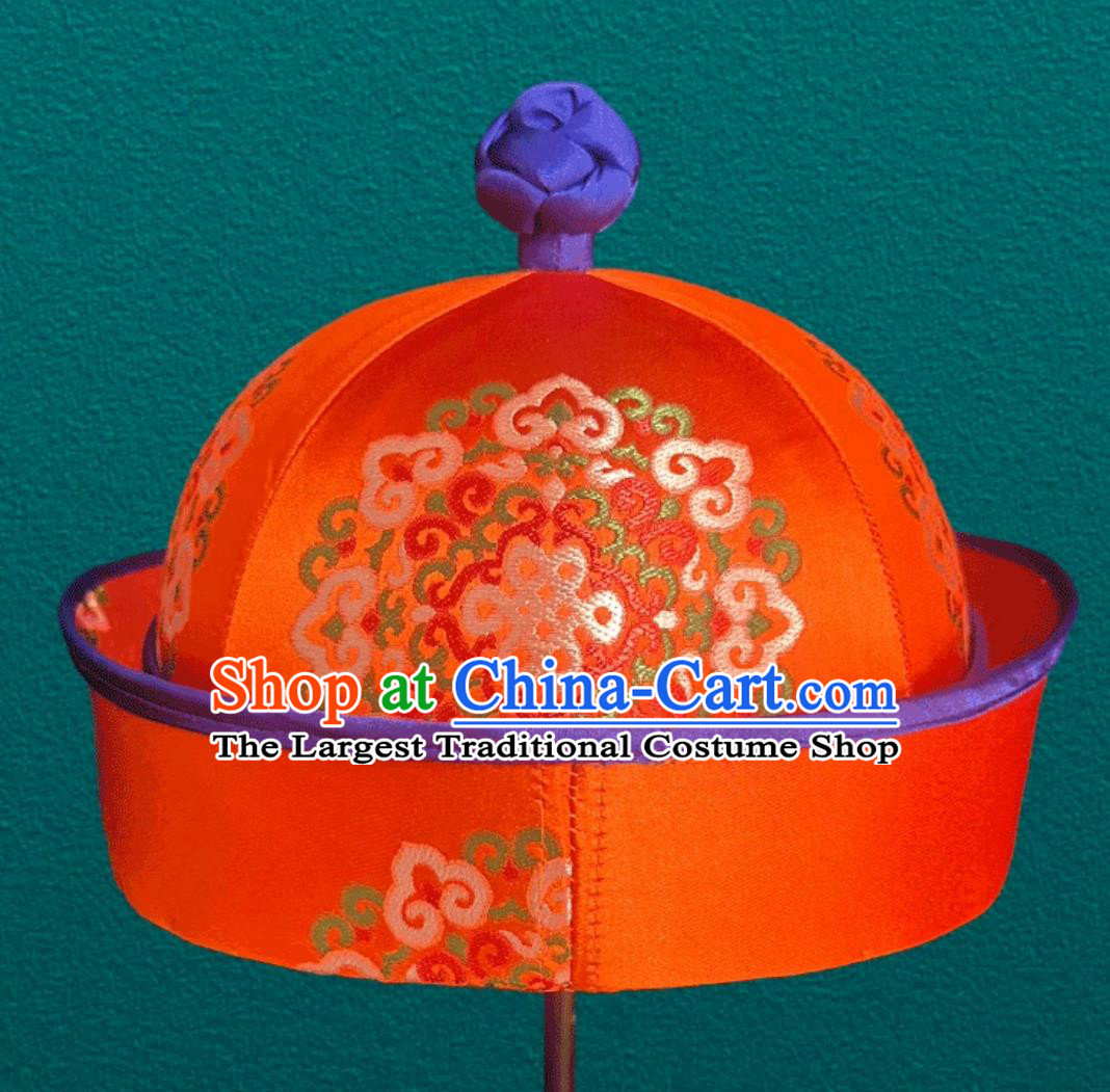 Orange Boy Prince Hat Mongolian Hat Dance Performance Photography Ethnic Headpiece
