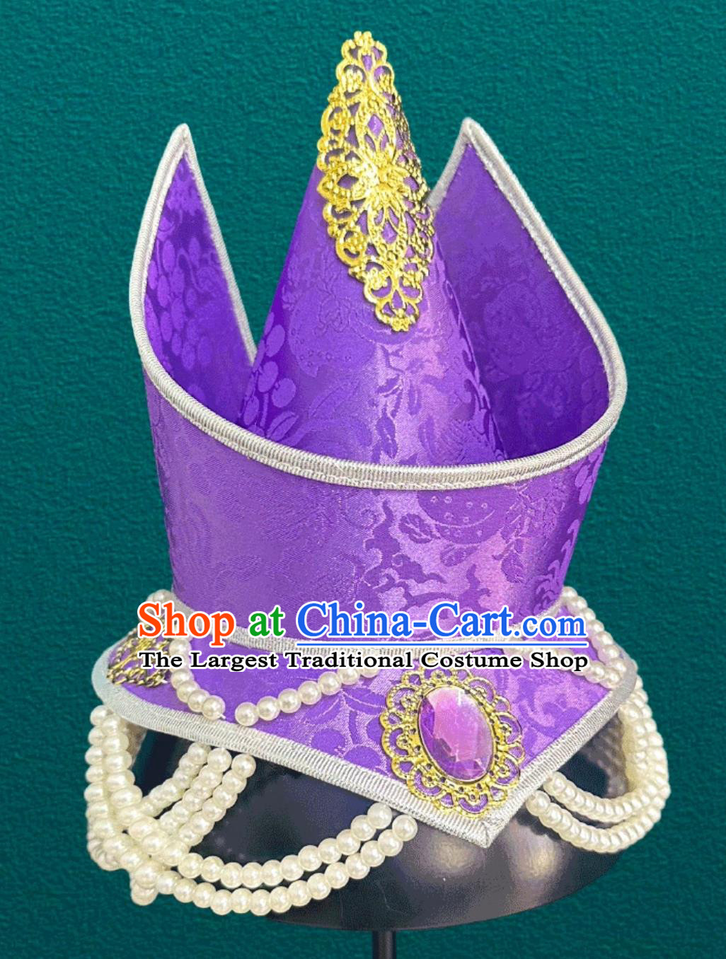 Mongolian Ladies Hat Pointed Top Mongolia Ethnic Dance Performance Hair Accessory