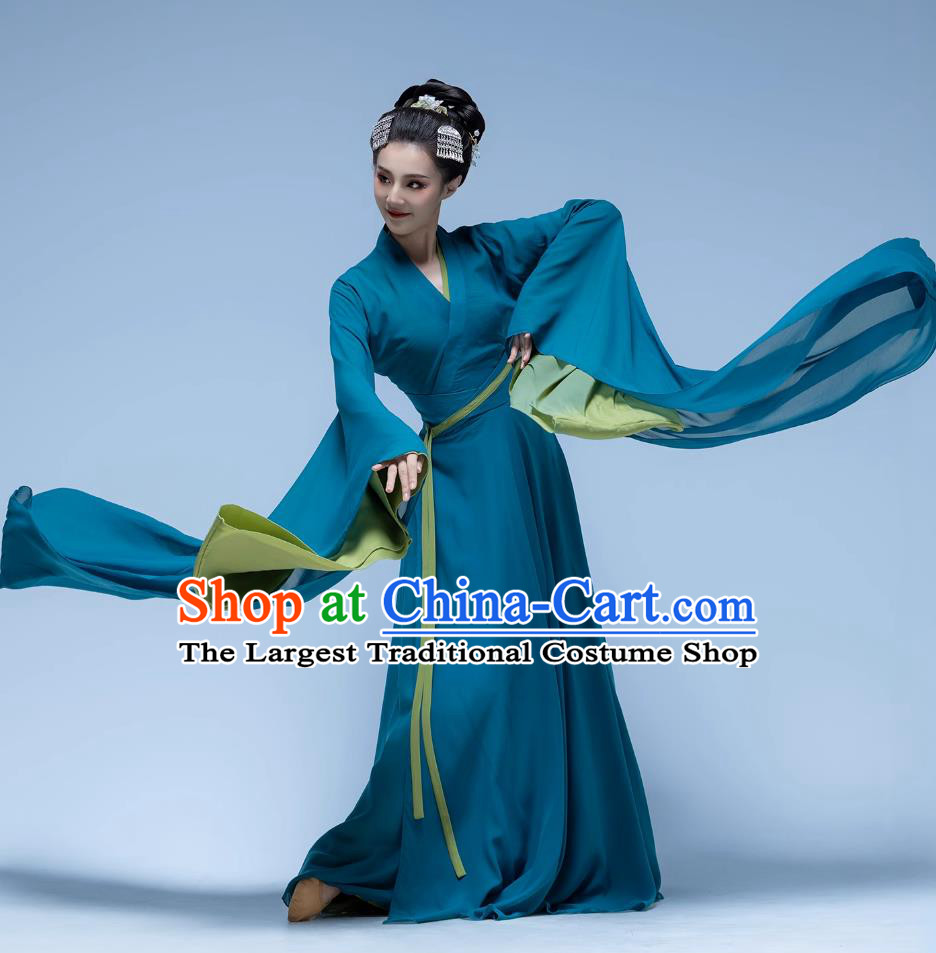 Hanfu Wide Sleeves Classical Dance Performance Costume Women Flowy Ancient Style Large Sleeve Gown