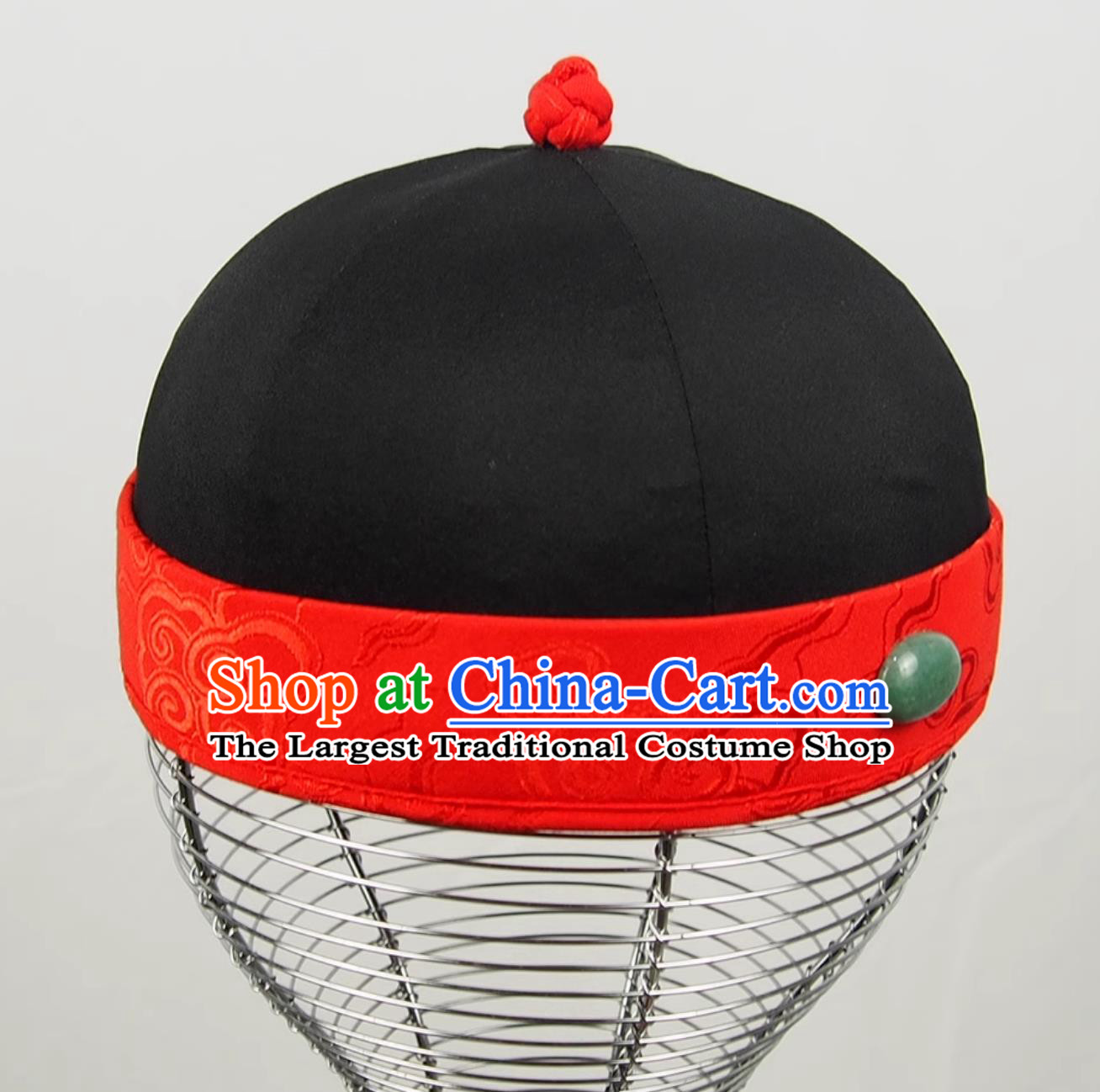 Mens Stage Performance Headwear Chinese Qing Dynasty Skullcap Six United Hat Ancient Landlord Hat