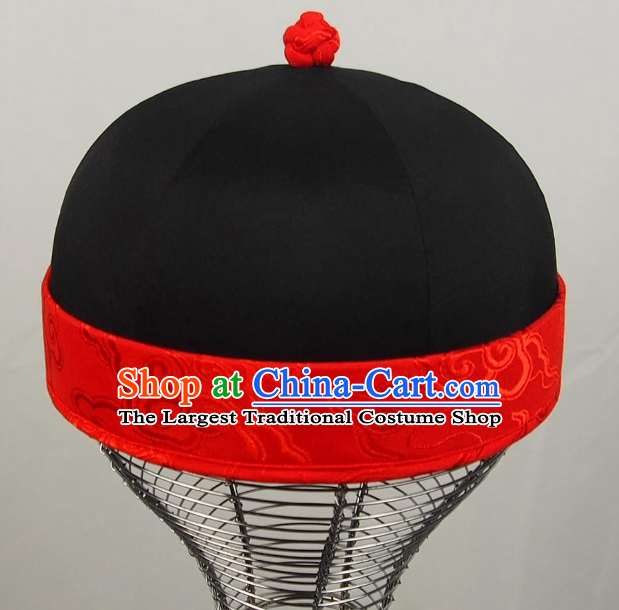 Mens Stage Performance Headwear Chinese Qing Dynasty Skullcap Six United Hat Ancient Landlord Hat