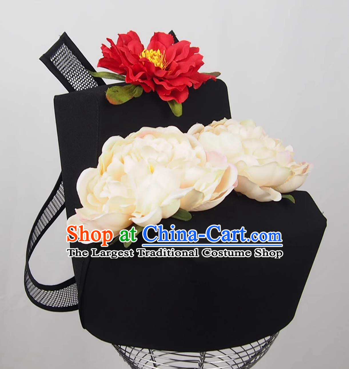 Ancient Chinese Official Hat Song Dynasty Court Floral Performance Headwear Mens Flower Turban Musician Performance Headdress