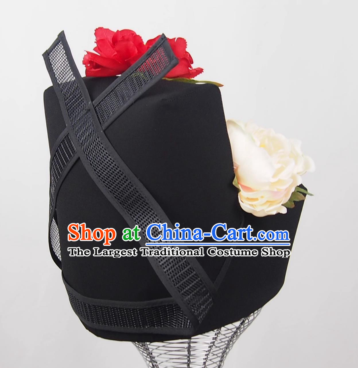 Ancient Chinese Official Hat Song Dynasty Court Floral Performance Headwear Mens Flower Turban Musician Performance Headdress