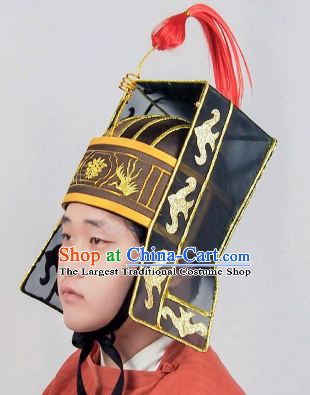 Chinese Song Dynasty Golden Cicada Crown Marten Fur Crown Five Ridge Official Hat Confucian Sacrificial Ceremony Headdress
