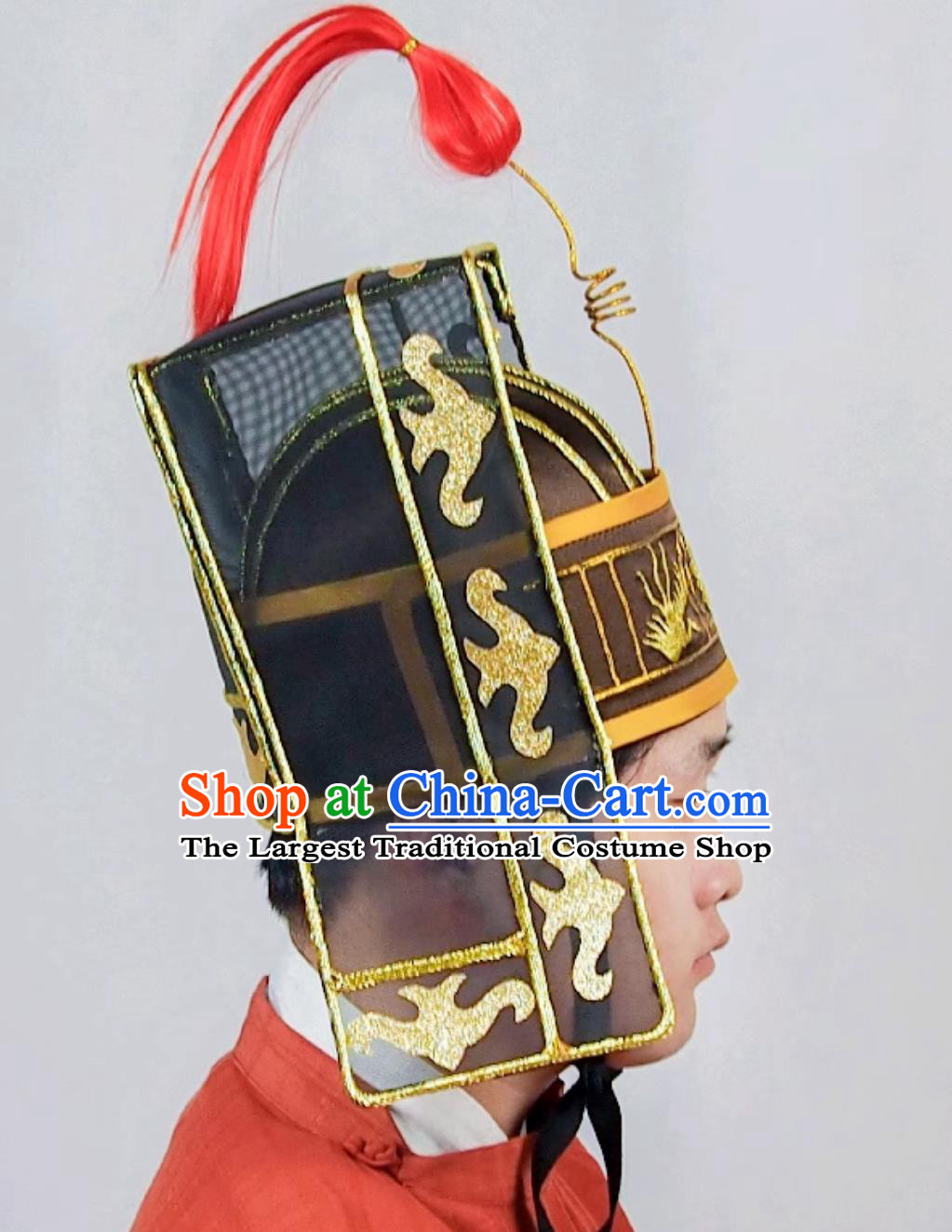 Chinese Song Dynasty Golden Cicada Crown Marten Fur Crown Five Ridge Official Hat Confucian Sacrificial Ceremony Headdress