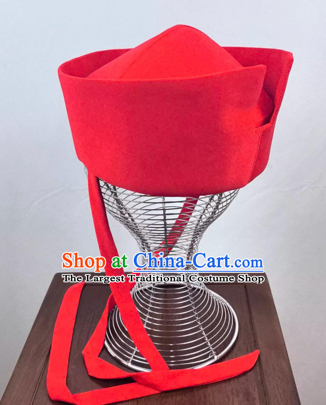 Eastern Han Dynasty Red Headscarf Han Era Official Hat Ancient Chinese Performance Headwear