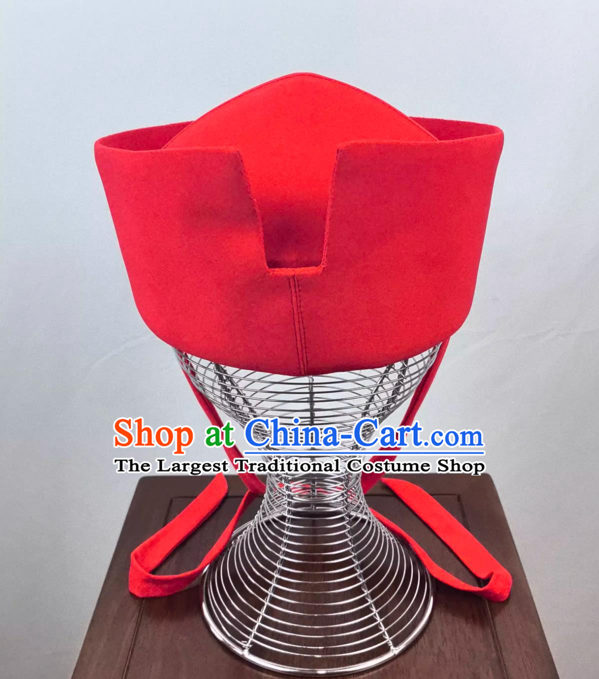 Eastern Han Dynasty Red Headscarf Han Era Official Hat Ancient Chinese Performance Headwear