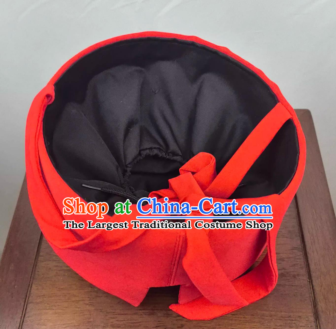 Eastern Han Dynasty Red Headscarf Han Era Official Hat Ancient Chinese Performance Headwear