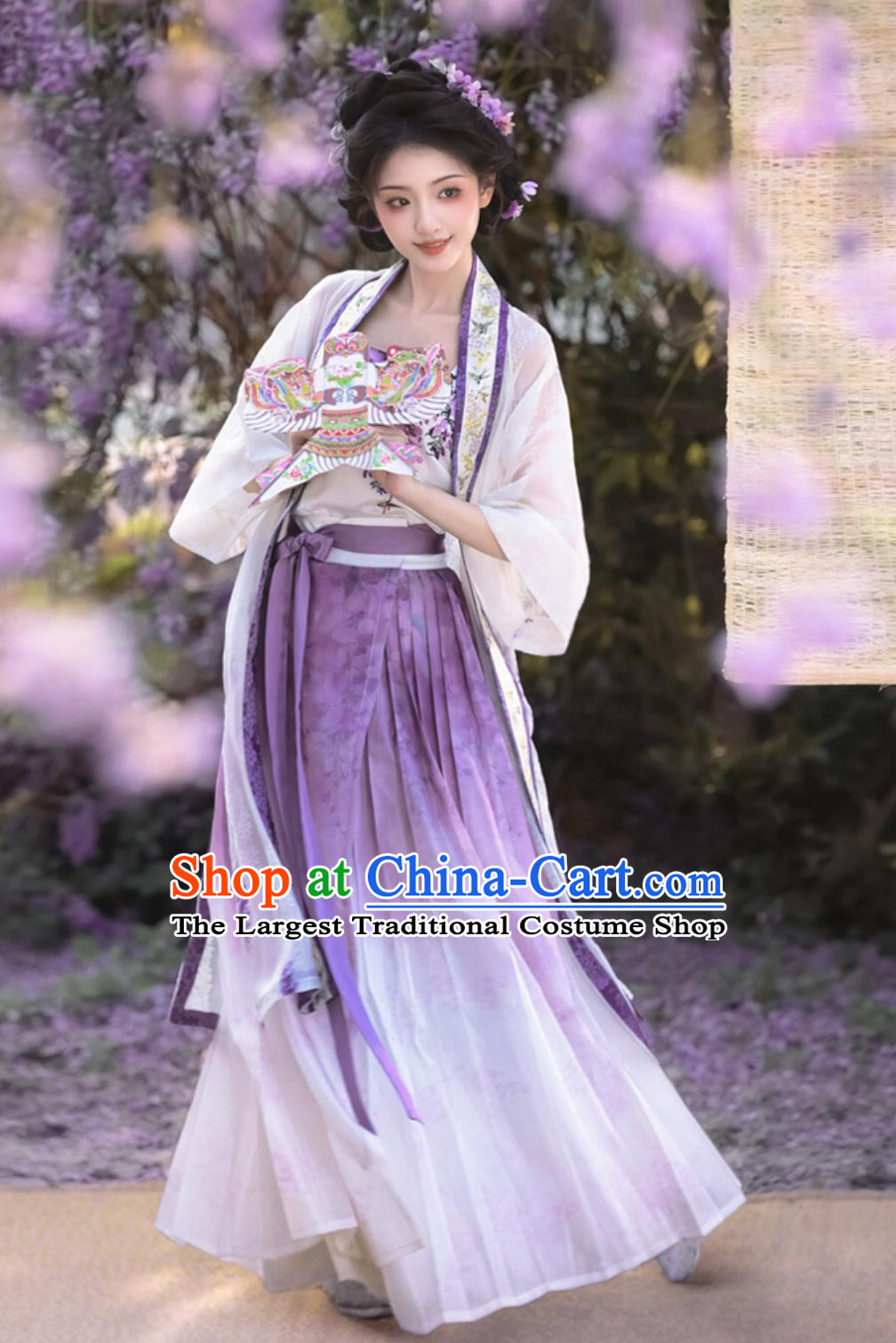 Ancient Chinese Clothing Song Dynasty Hanfu Changgan Temple Beizi Embroidered Floral Camisole Baidie Skirt Complete Set