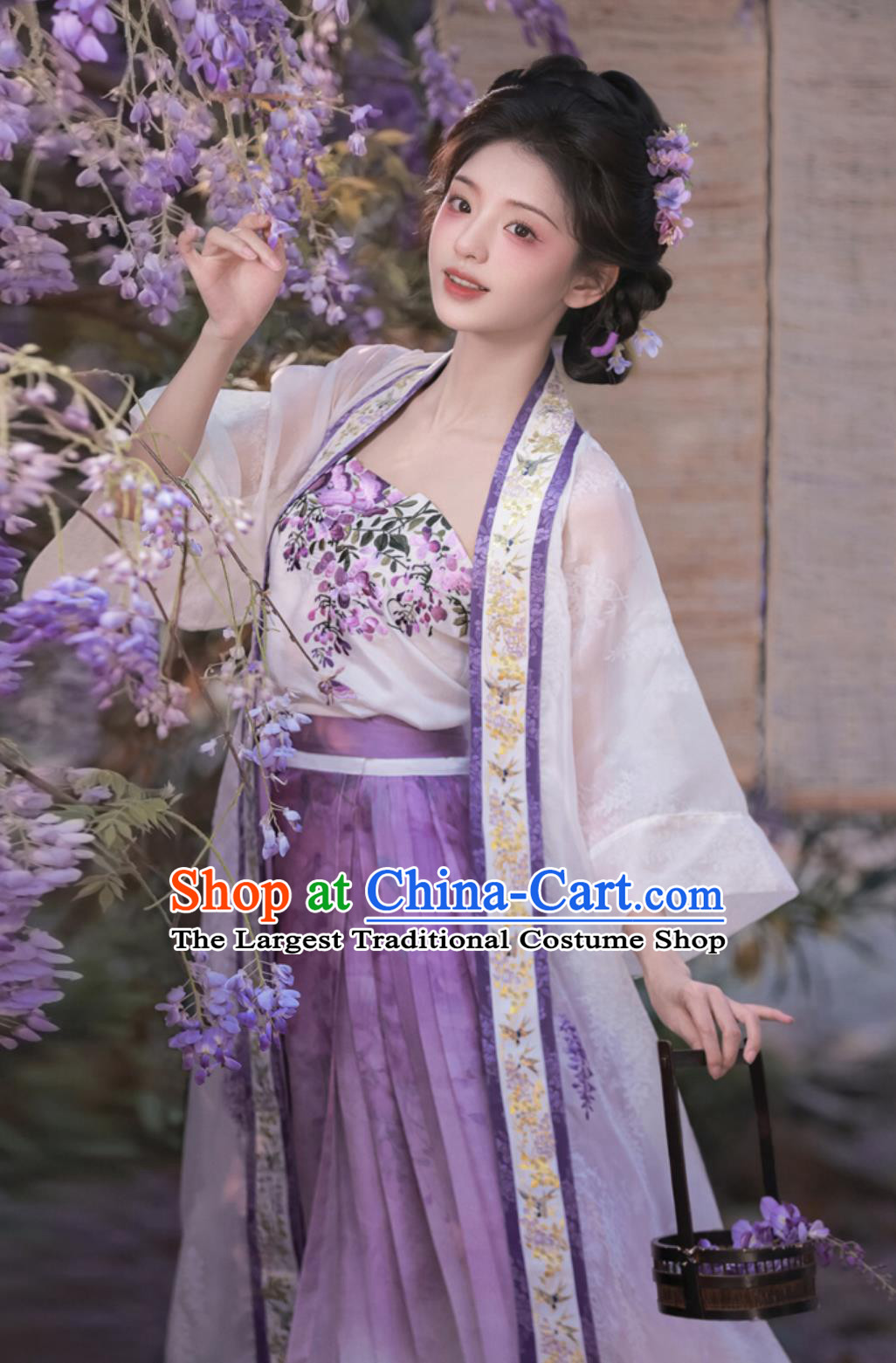 Ancient Chinese Clothing Song Dynasty Hanfu Changgan Temple Beizi Embroidered Floral Camisole Baidie Skirt Complete Set