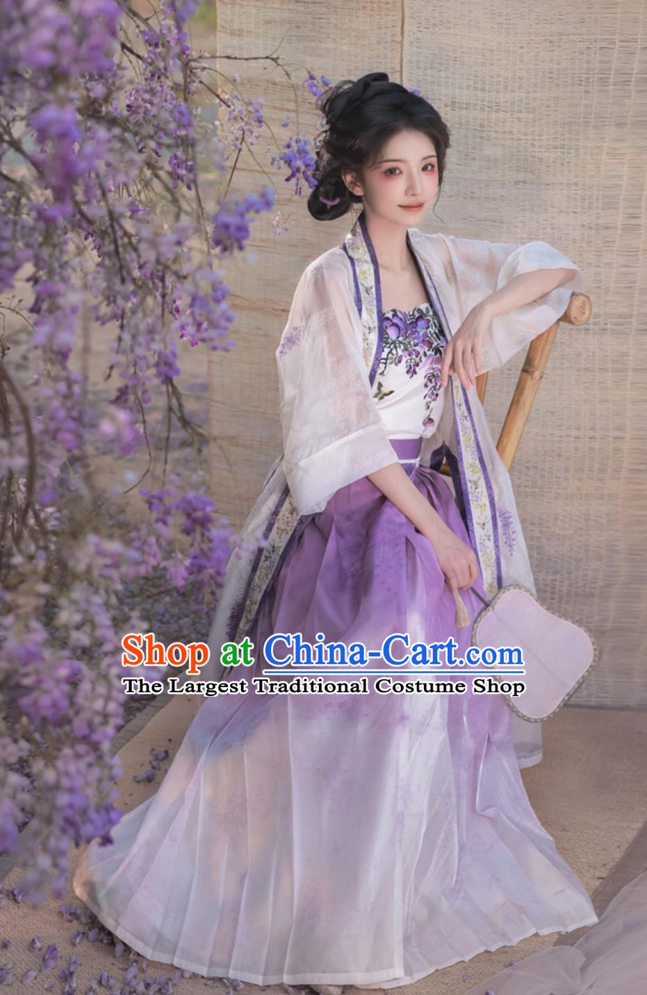 Ancient Chinese Clothing Song Dynasty Hanfu Changgan Temple Beizi Embroidered Floral Camisole Baidie Skirt Complete Set