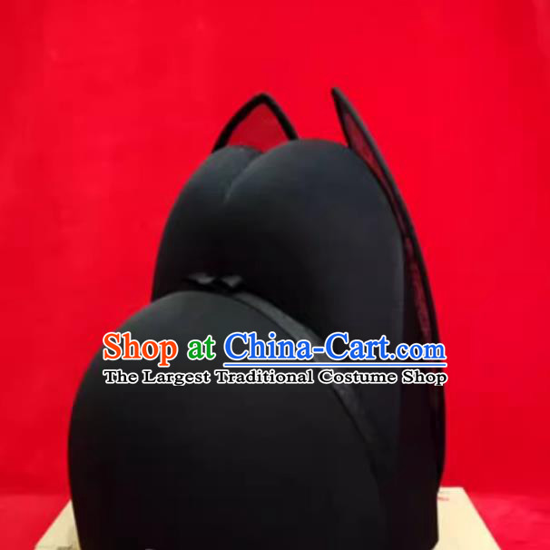 Early Ming Dynasty Black Gauze Folded Hat Yishan Crown Traditional Chinese Hanfu Headwear