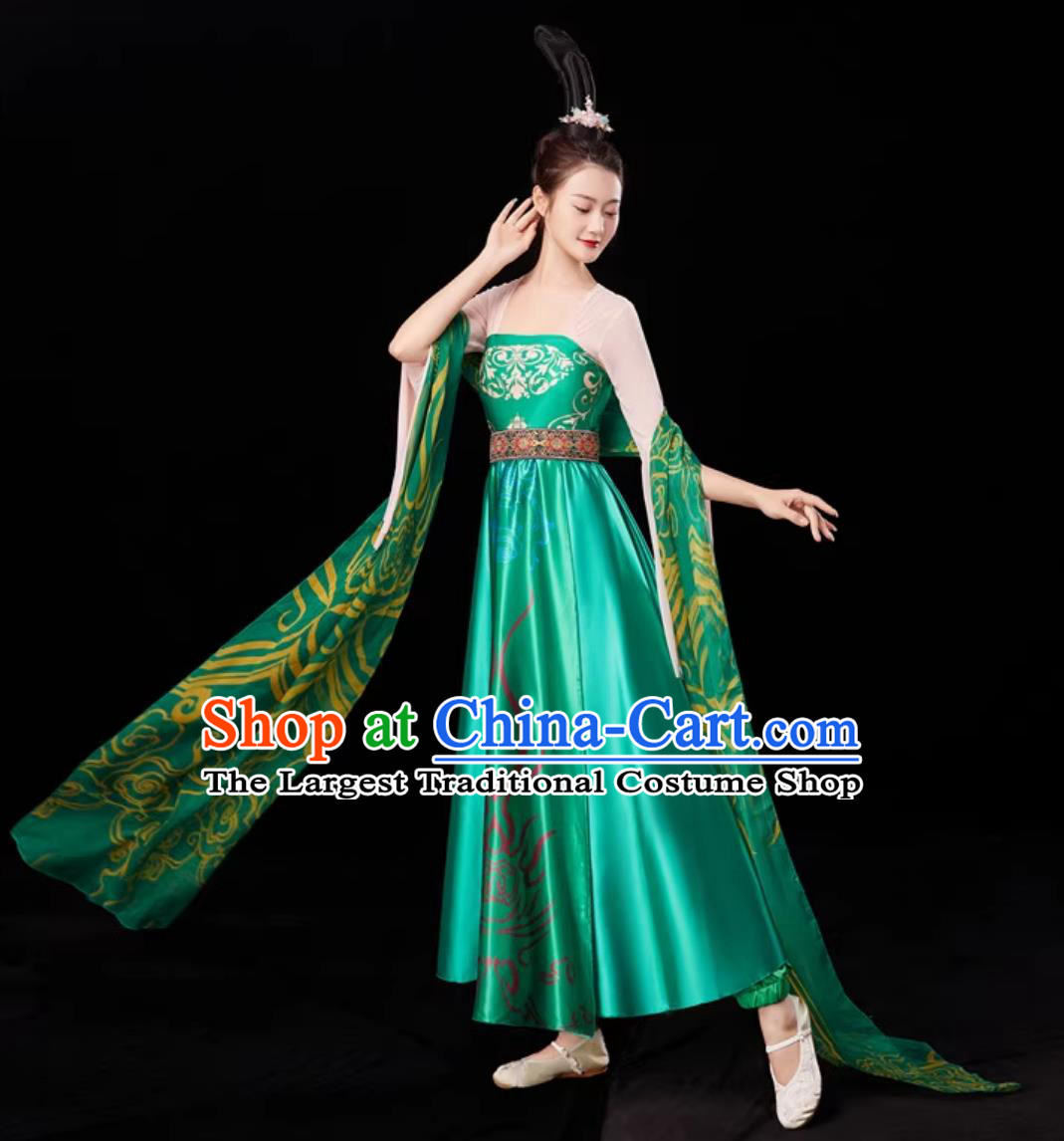 Beauty Dance Costume Chinese Classical Performance Dress Women Tang Dynasty Hanfu Green Hezi Qun
